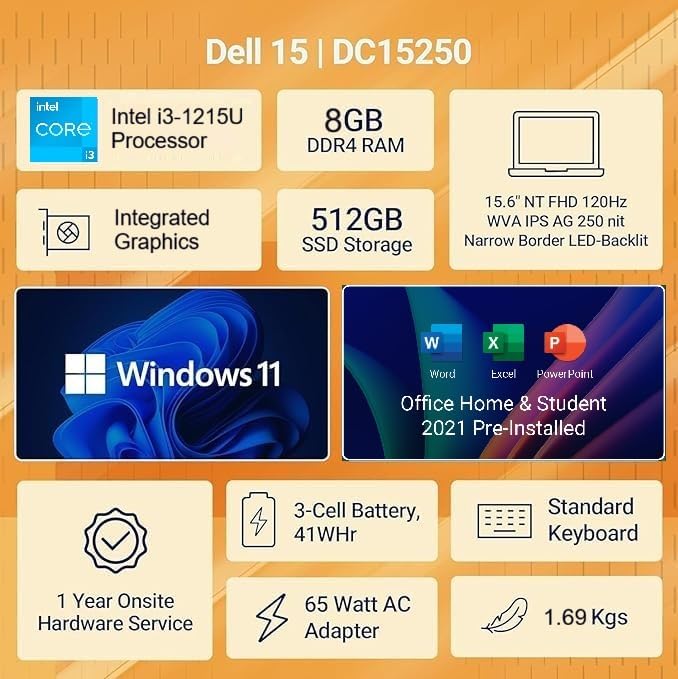 Refurbished Dell 15 14th Gen Intel Core 3 Laptop 8GB RAM 512GB SSD - Image 4