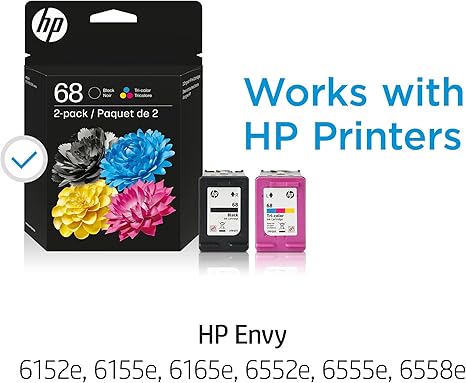 HP 68 Black/Tri-Color Ink Cartridges (2-Pack) | Works Envy 6100e, 6500e Series | Eligible for Instant Ink - Image 3