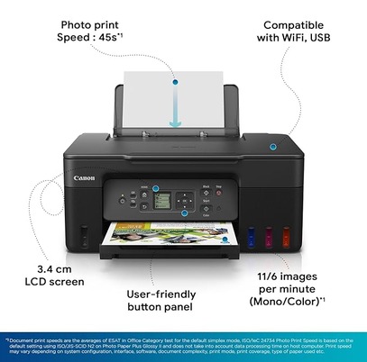 Canon PIXMA MegaTank G3770 BK WiFi Inktank Colour Printer - Image 2