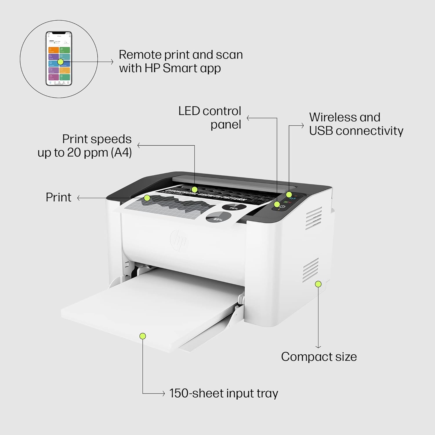 HP Laser 1008w Printer, Wireless, Single Function, Print - Image 4